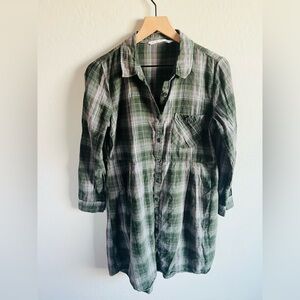 Given Kale Women’s Plaid Long Sleeve Babydoll Dress M Skater Y2K Grunge 90s